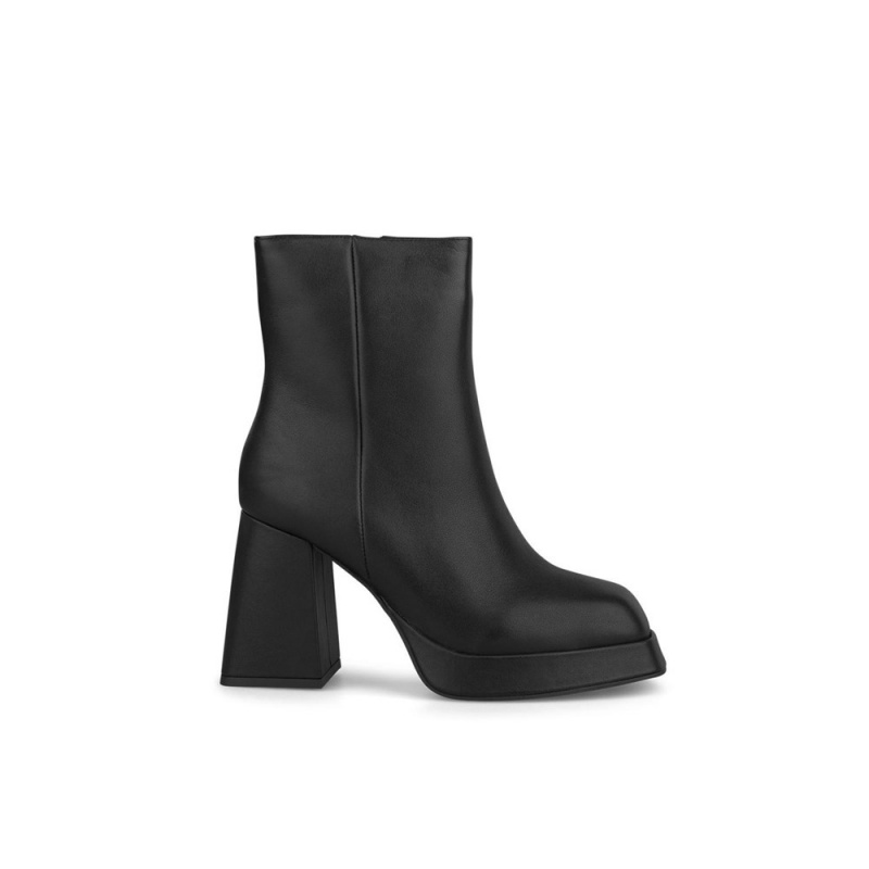 Bottines Alma En Pena Square Embout Cuir Noir Femme | LXI-56300072